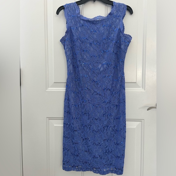 Scarlett Periwinkle Blue Lace Sleeveless Dress with Sequins Size 6 - Picture 2 of 13